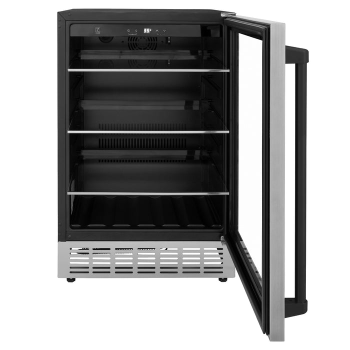 ZLINE 24 in. Monument Autograph Edition 154 Can Beverage Fridge in Stainless Steel with Matte Black Accents (RBVZ-US-24-MB)