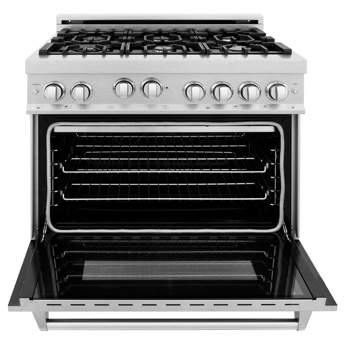 ZLINE 36 in. 4.6 cu. ft. Gas Oven and Gas Cooktop Range with Griddle in Fingerprint Resistant Stainless Steel (RGS-SN-GR-36)