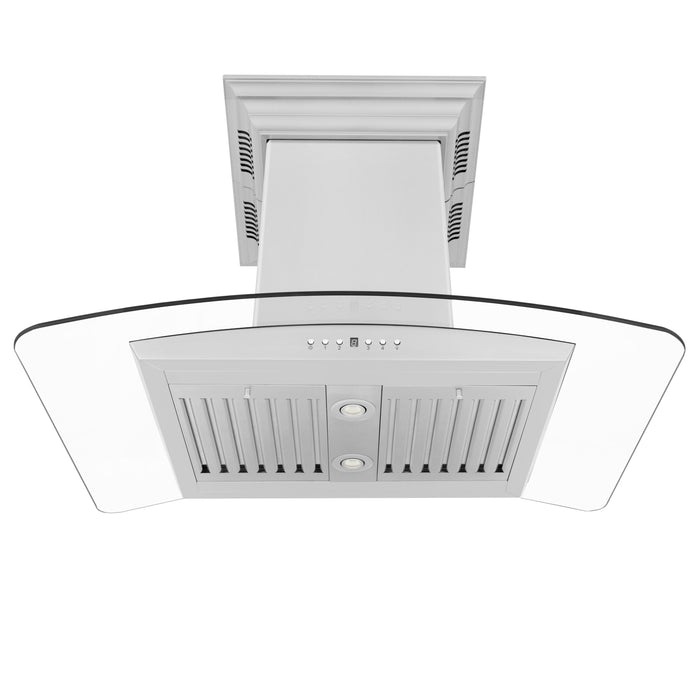 ZLINE Island Mount Range Hood in Stainless Steel with Built-in ZLINE CrownSound Bluetooth Speakers (GL5iCRN-BT)