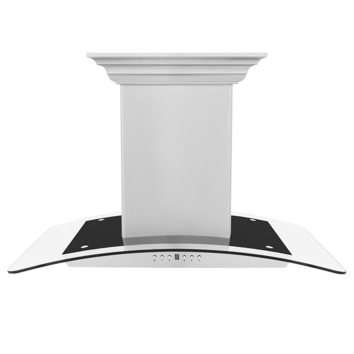 ZLINE Island Mount Range Hood in Stainless Steel with Built-in ZLINE CrownSound Bluetooth Speakers (GL5iCRN-BT)