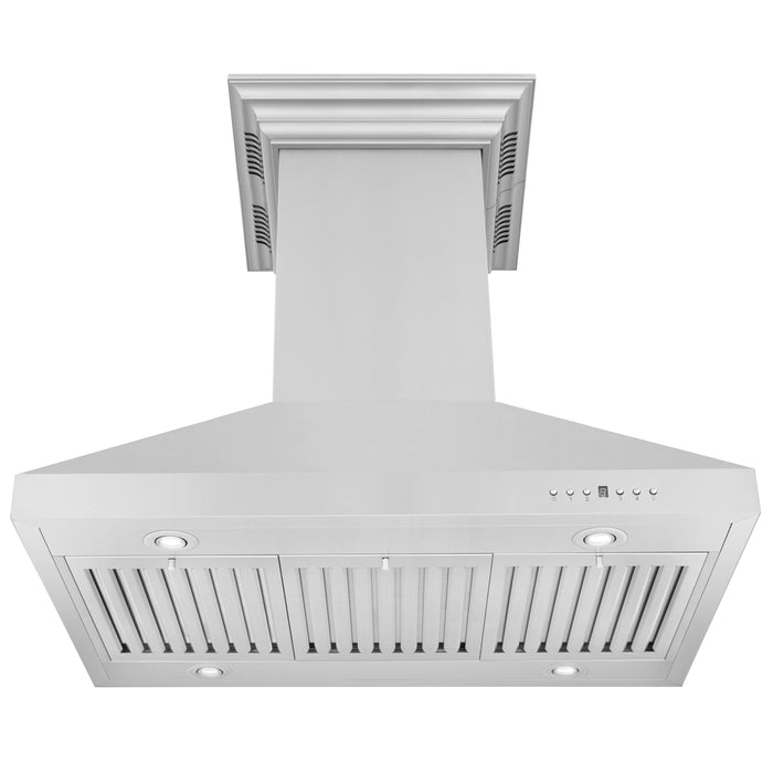 ZLINE Island Mount Range Hood in Stainless Steel with Built-in ZLINE CrownSound Bluetooth Speakers (KL3iCRN-BT)