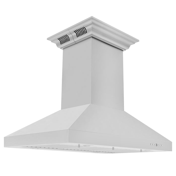 ZLINE Island Mount Range Hood in Stainless Steel with Built-in ZLINE CrownSound Bluetooth Speakers (KL3iCRN-BT)