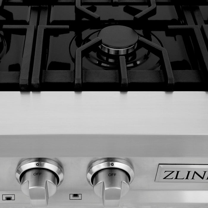 ZLINE Kitchen Package with 36 in. Stainless Steel Rangetop and 30 in. Single Wall Oven (2KP-RTAWS36)