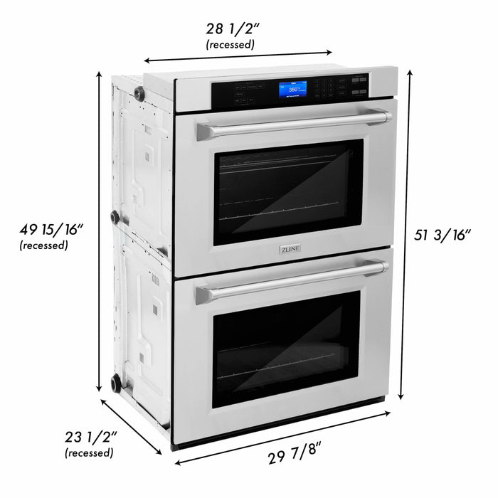 ZLINE 30 in. Professional Electric Double Wall Oven with Self Clean and True Convection in Stainless Steel (AWD-30)