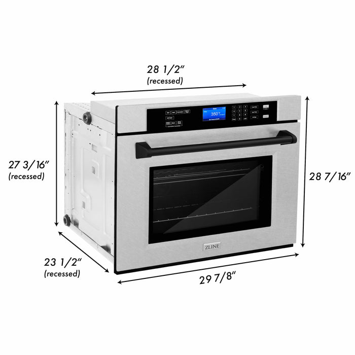 ZLINE 30 in. Autograph Edition Electric Single Wall Oven with Self Clean and True Convection in Fingerprint Resistant Stainless Steel and Matte Black Accents (AWSSZ-30-MB)