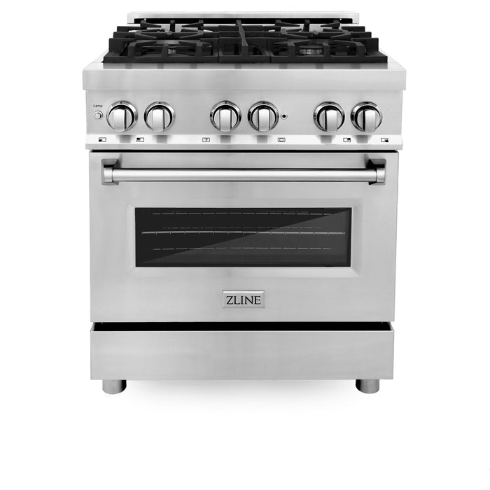 ZLINE 30 in. 4.0 cu. ft. Dual Fuel Range with Gas Stove and Electric Oven in Stainless Steel (RA30)