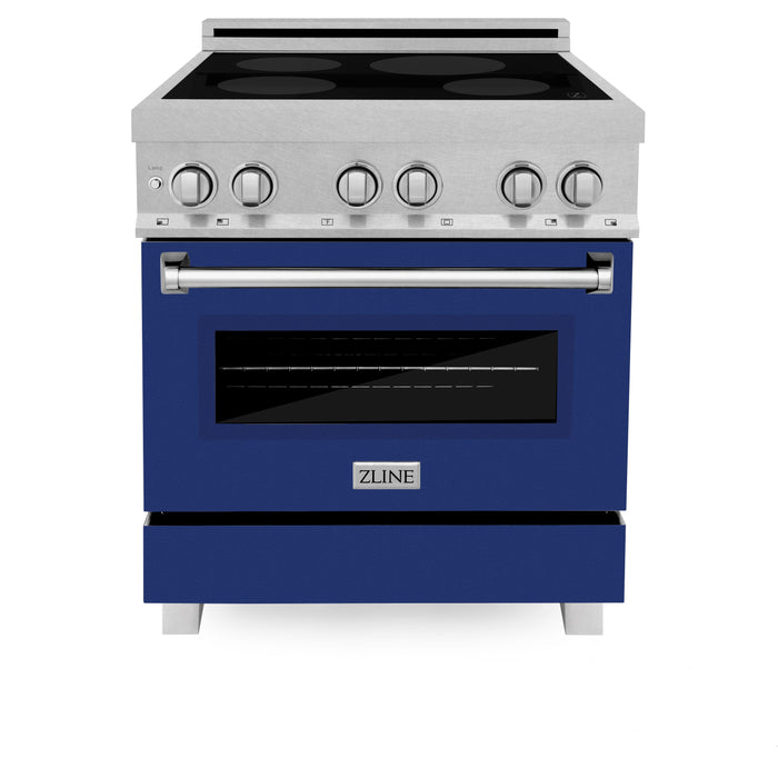 ZLINE 30 IN. 4.0 cu. ft. Induction Range in Fingerprint Resistant Stainless Steel with a 4 Element Stove, Electric Oven, and Blue Gloss Door (RAINDS-BG-30)