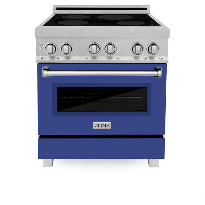 ZLINE 30 IN. 4.0 cu. ft. Induction Range in Fingerprint Resistant Stainless Steel with a 4 Element Stove, Electric Oven, and Blue Matte Door (RAINDS-BM-30)