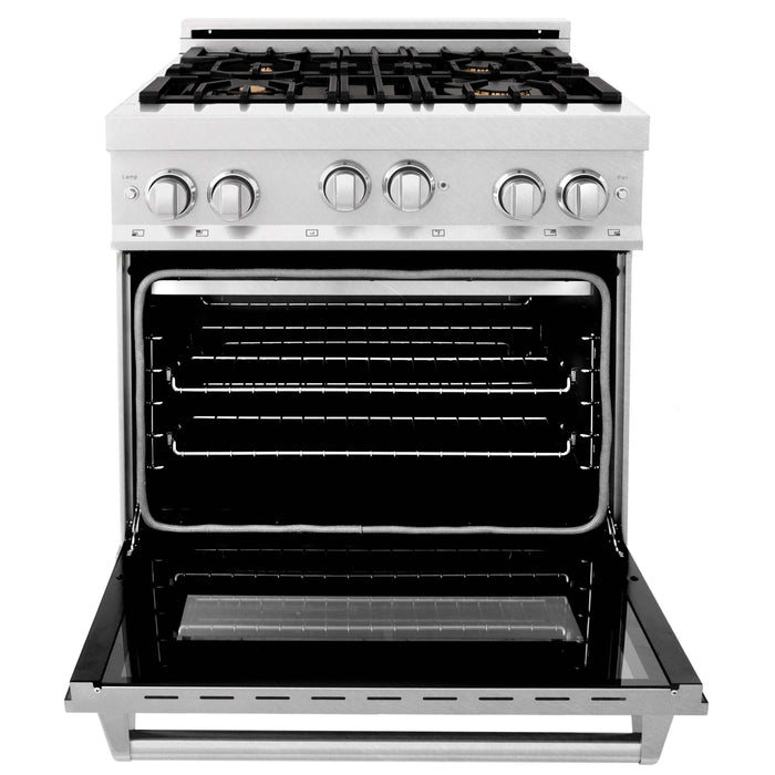 ZLINE 30 in. 4.0 cu. ft. Gas Oven and Gas Cooktop Range with Griddle and Brass Burners in Fingerprint Resistant Stainless Steel (RGS-SN-BR-GR-30)