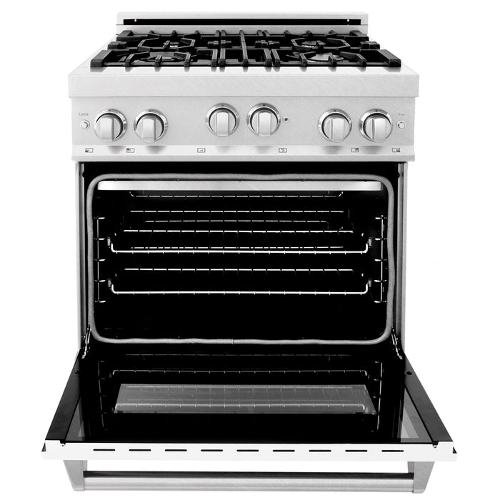 ZLINE 30 in. 4.0 cu. ft. Gas Oven and Gas Cooktop Range with Griddle and White Matte Door in Fingerprint Resistant Stainless Steel (RGS-WM-GR-30)