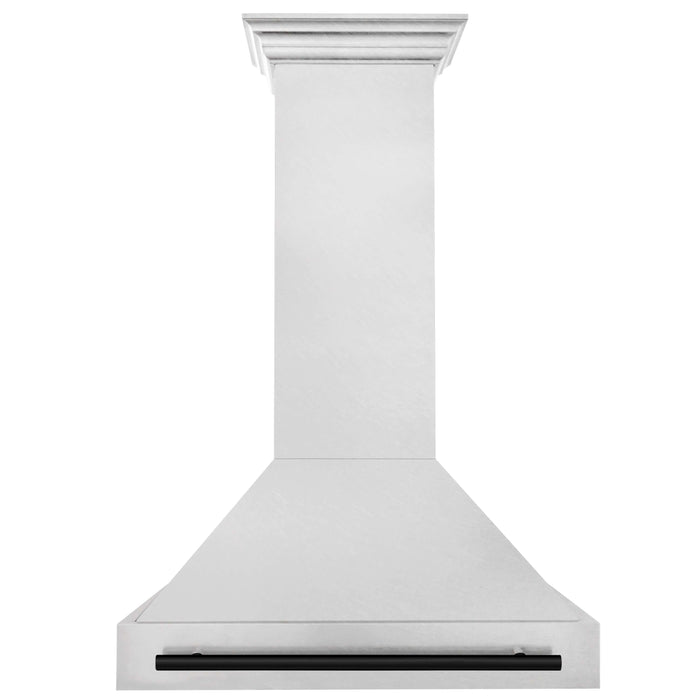 36 in. ZLINE Autograph Edition Fingerprint Resistant Stainless Steel Range Hood with Stainless Steel Shell and Colored Handle (8654SNZ-36)