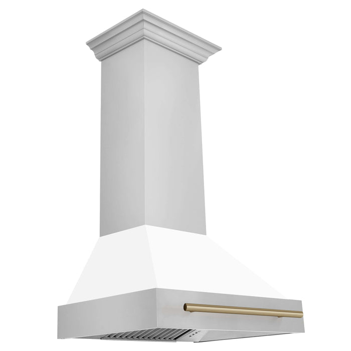 ZLINE 30 in. Autograph Edition Stainless Steel Range Hood with White Matte Shell and Accents (8654STZ-WM30)