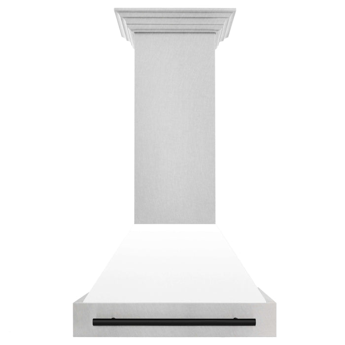 30 in. ZLINE Autograph Edition Fingerprint Resistant Stainless Steel Range Hood with White Matte Shell and Accented Handle (8654SNZ-WM30)