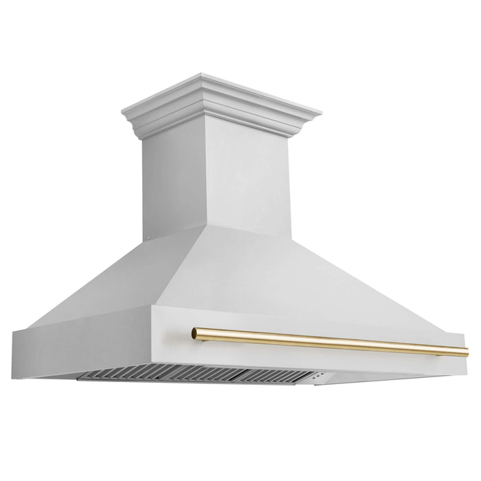 ZLINE 48 in. Autograph Edition Stainless Steel Range Hood with Stainless Steel Shell and Champagne Bronze Handle (8654STZ-48-CB)