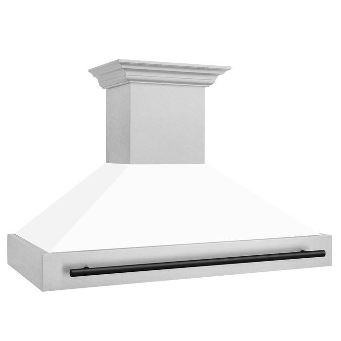 ZLINE 48 in. Autograph Edition Fingerprint Resistant Stainless Steel Range Hood with White Matte Shell and Accented Handle (8654SNZ-WM48)