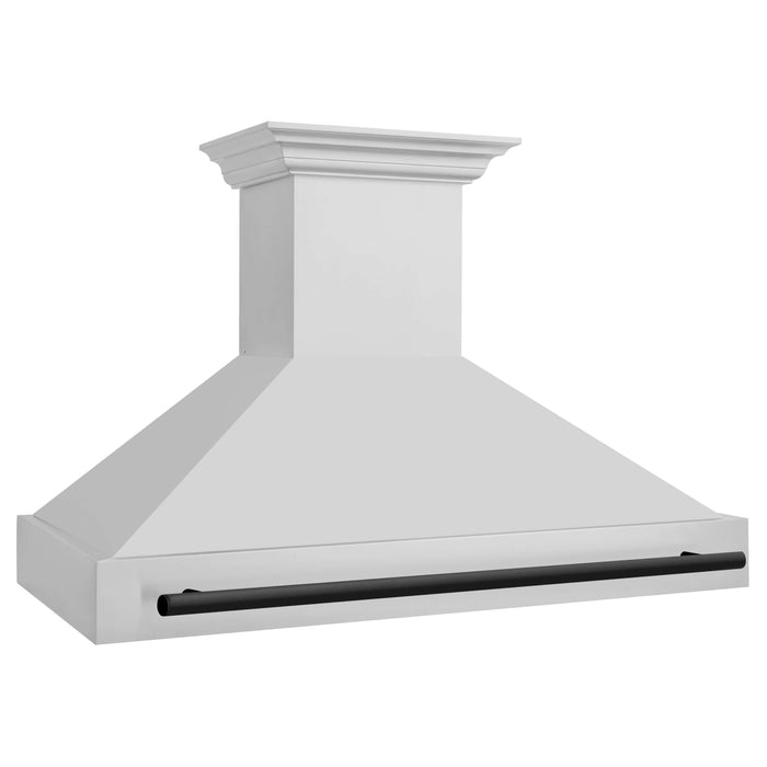 ZLINE 48 in. Autograph Edition Stainless Steel Range Hood with Stainless Steel Shell and Matte Black Handle (8654STZ-48-MB)