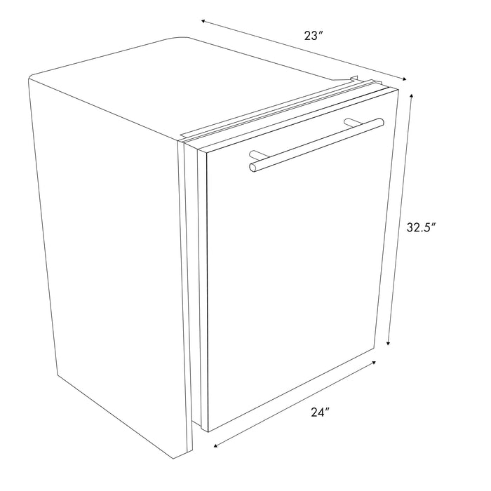 ZLINE 24 in. Top Control Dishwasher with Unfinished Wooden Panel and Modern Style Handle, 52dBa (DW-UF-24)