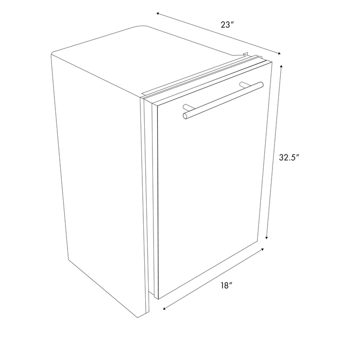 ZLINE 18 in. Compact Top Control Dishwasher with White Matte Panel and Modern Style Handle, 52 dBa (DW-WM-H-18)