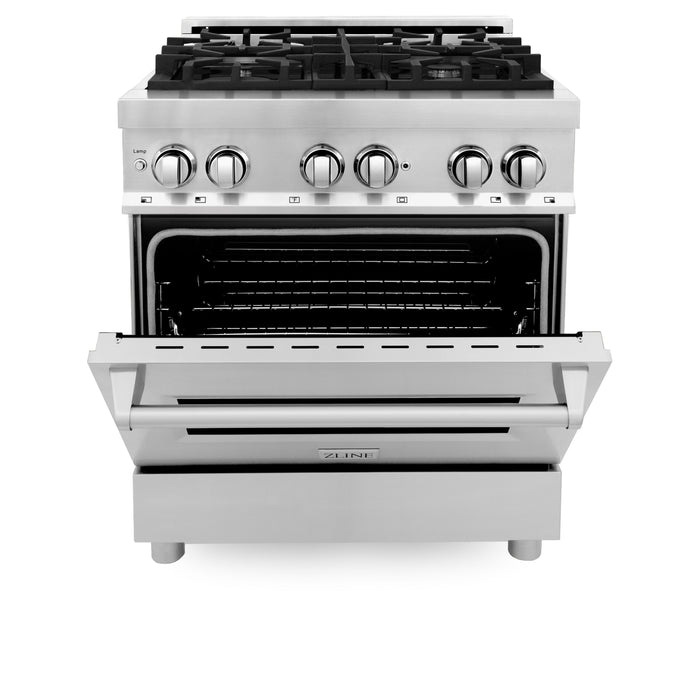 ZLINE 30 in. Kitchen Package with Stainless Steel Dual Fuel Range and Convertible Vent Range Hood (2KP-RARH30)