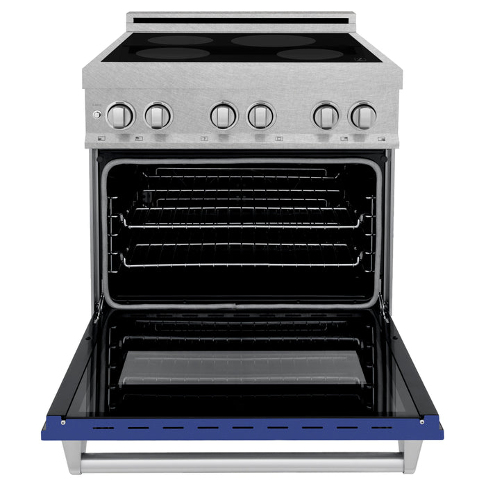 ZLINE 30 IN. 4.0 cu. ft. Induction Range in Fingerprint Resistant Stainless Steel with a 4 Element Stove, Electric Oven, and Blue Matte Door (RAINDS-BM-30)