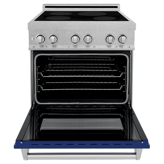 ZLINE 30 IN. 4.0 cu. ft. Induction Range in Fingerprint Resistant Stainless Steel with a 4 Element Stove, Electric Oven, and Blue Gloss Door (RAINDS-BG-30)