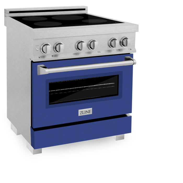 ZLINE 30 IN. 4.0 cu. ft. Induction Range in Fingerprint Resistant Stainless Steel with a 4 Element Stove, Electric Oven, and Blue Matte Door (RAINDS-BM-30)