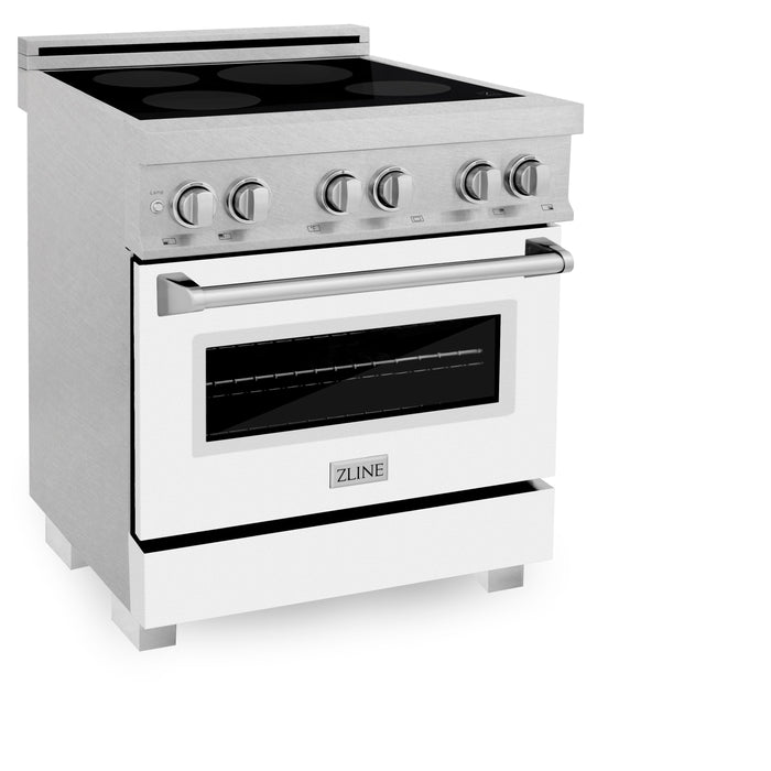 ZLINE 30 IN. 4.0 cu. ft. Induction Range in Fingerprint Resistant Stainless Steel with a 4 Element Stove, Electric Oven, and White Matte Door (RAINDS-WM-30)