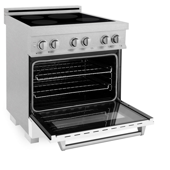 ZLINE 30 IN. 4.0 cu. ft. Induction Range in Fingerprint Resistant Stainless Steel with a 4 Element Stove, Electric Oven, and White Matte Door (RAINDS-WM-30)