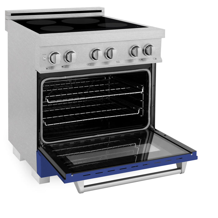 ZLINE 30 IN. 4.0 cu. ft. Induction Range in Fingerprint Resistant Stainless Steel with a 4 Element Stove, Electric Oven, and Blue Matte Door (RAINDS-BM-30)