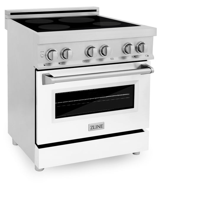 ZLINE 30 in. 4.0 cu. ft. Induction Range with a 4 Induction Element Stove and Electric Oven in Stainless Steel with White Matte Door (RAIND-WM-30)