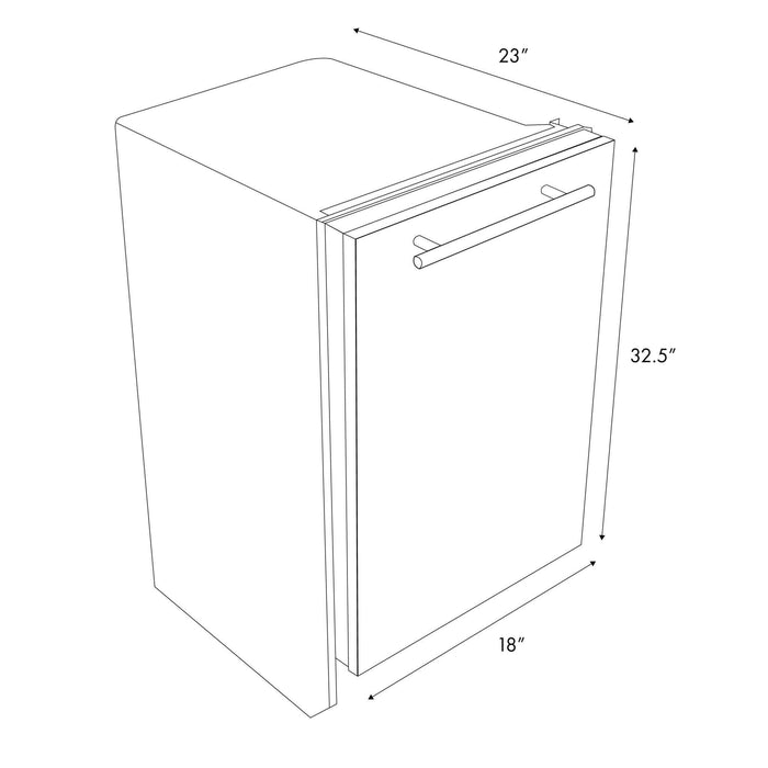 ZLINE 18 in. Compact Top Control Dishwasher with Stainless Steel Panel and Modern Style Handle, 52 dBa (DW-304-18)