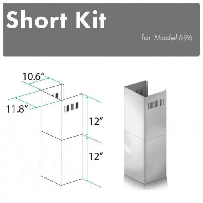 ZLINE 2-12 in. Short Chimney Pieces for 7.6 ft. to 8 ft. Ceilings (SK-696)