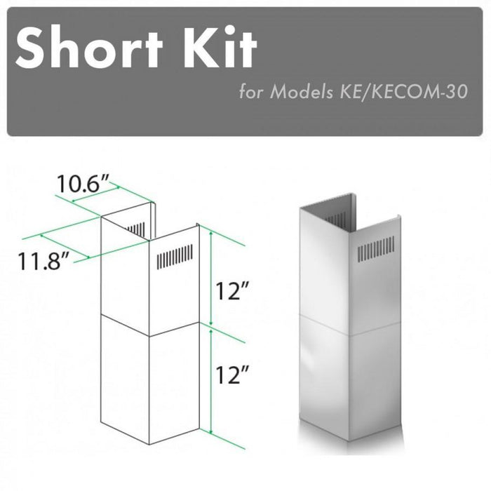 ZLINE 2-12 in. Short Chimney Pieces for 7 ft. to 8 ft. Ceilings (SK-KE/KECOM-30)