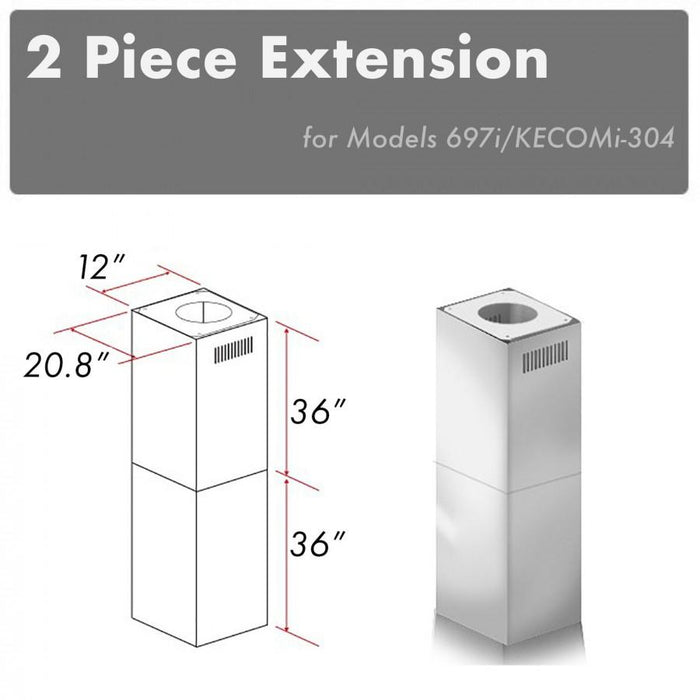 ZLINE 2-36 in. Chimney Extensions for 10 ft. to 12 ft. Ceilings (2PCEXT-697i/KECOMi-304)