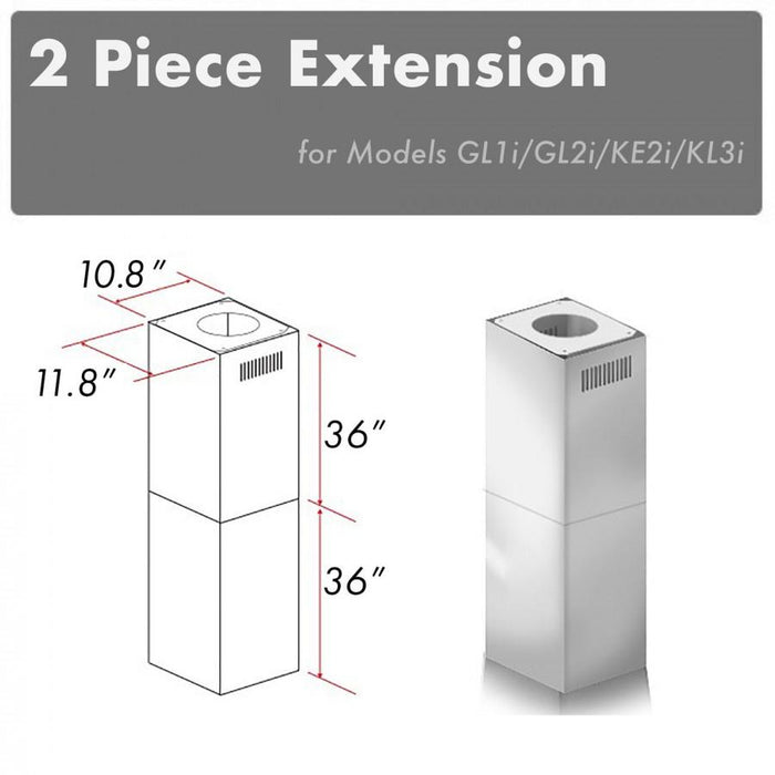 ZLINE 2-36 in. Chimney Extensions for 10 ft. to 12 ft. Ceilings (2PCEXT-GL1i/GL2i/KE2i/KL3i)