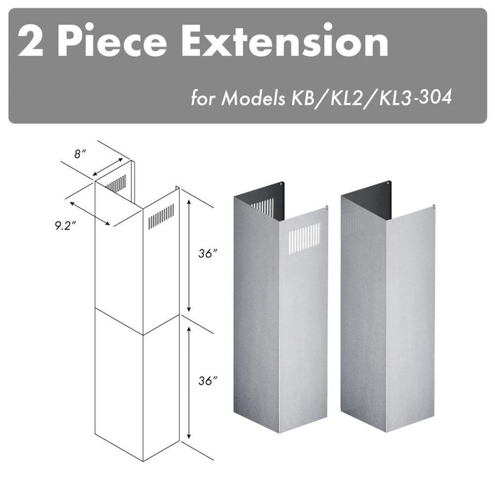 ZLINE 2-36 in. Chimney Extensions for 10 ft. to 12 ft. Ceilings (2PCEXT-KB/KL2/KL3-304)