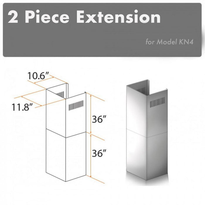 ZLINE 2-36 in. Chimney Extensions for 10 ft. to 12 ft. Ceilings (2PCEXT-KN4)