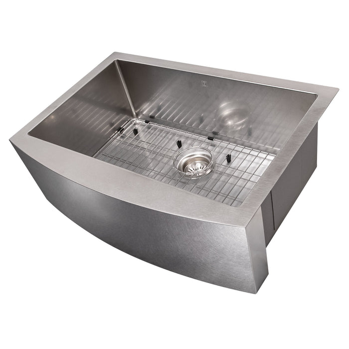 ZLINE 30 in. Zermatt Farmhouse Apron Mount Single Bowl Kitchen Sink with Bottom Grid (SAS)