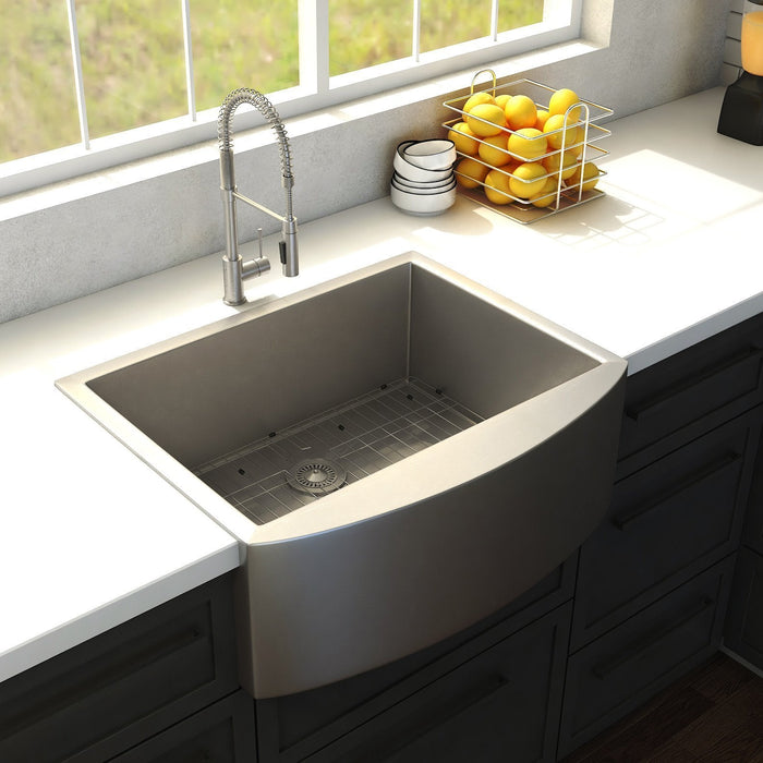 ZLINE 30 in. Zermatt Farmhouse Apron Mount Single Bowl Kitchen Sink with Bottom Grid (SAS)