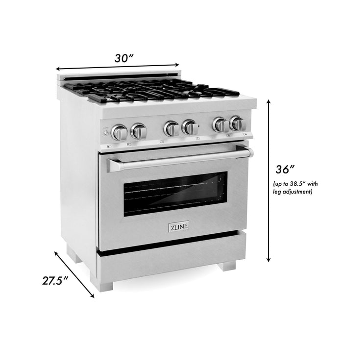 ZLINE 30 in. 4.0 cu. ft. Dual Fuel Range with Gas Stove and Electric Oven in All Fingerprint Resistant Stainless Steel (RAS-SN-30)