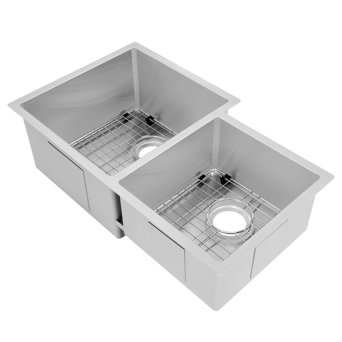 ZLINE 32 in. Jackson Undermount Double Bowl Kitchen Sink with Bottom Grid (SRDR-32)