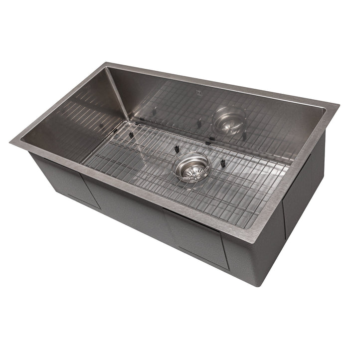 ZLINE 33 in. Meribel Undermount Single Bowl Stainless Steel Kitchen Sink with Bottom Grid (SRS-33)