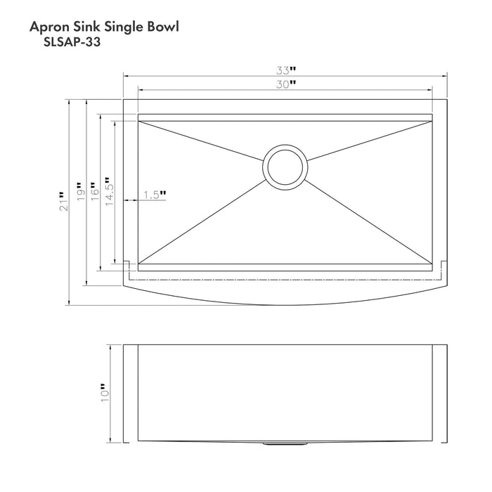 ZLINE 33 in. Moritz Farmhouse Apron Mount Single Bowl Kitchen Sink with Bottom Grid and Accessories (SLSAP-33)