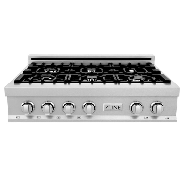 ZLINE 36 in. Porcelain Rangetop in DuraSnow Stainless Steel with 6 Gas Burners (RTS-36)