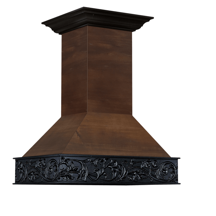 ZLINE 36 in. Wooden Island Mount Range Hood in Antigua and Walnut (9373AR-36)