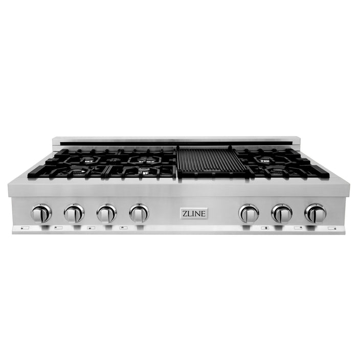 ZLINE 48 in. Porcelain Gas Stovetop with 7 Gas Burners and Griddle (RT48)