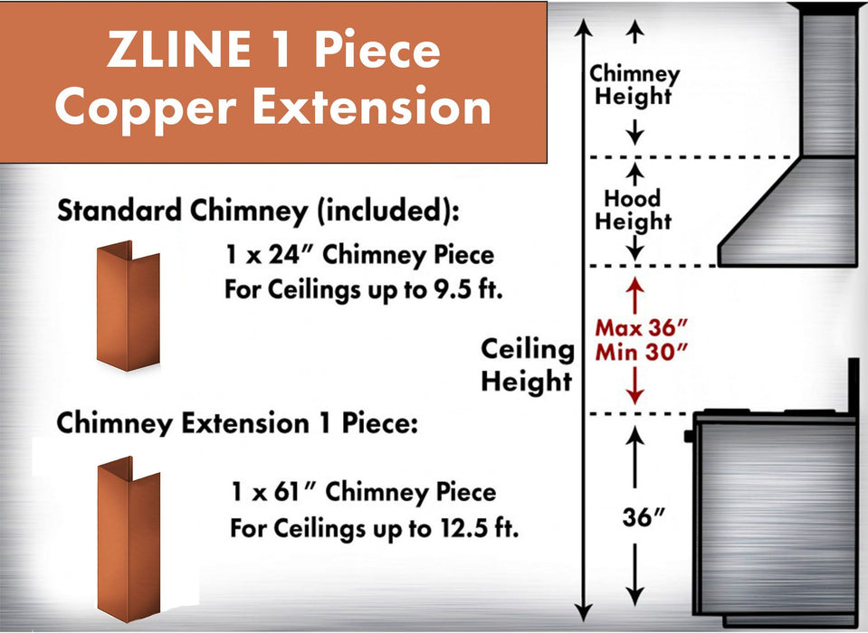 ZLINE 61 in. Extended Chimney (8KBC-E)