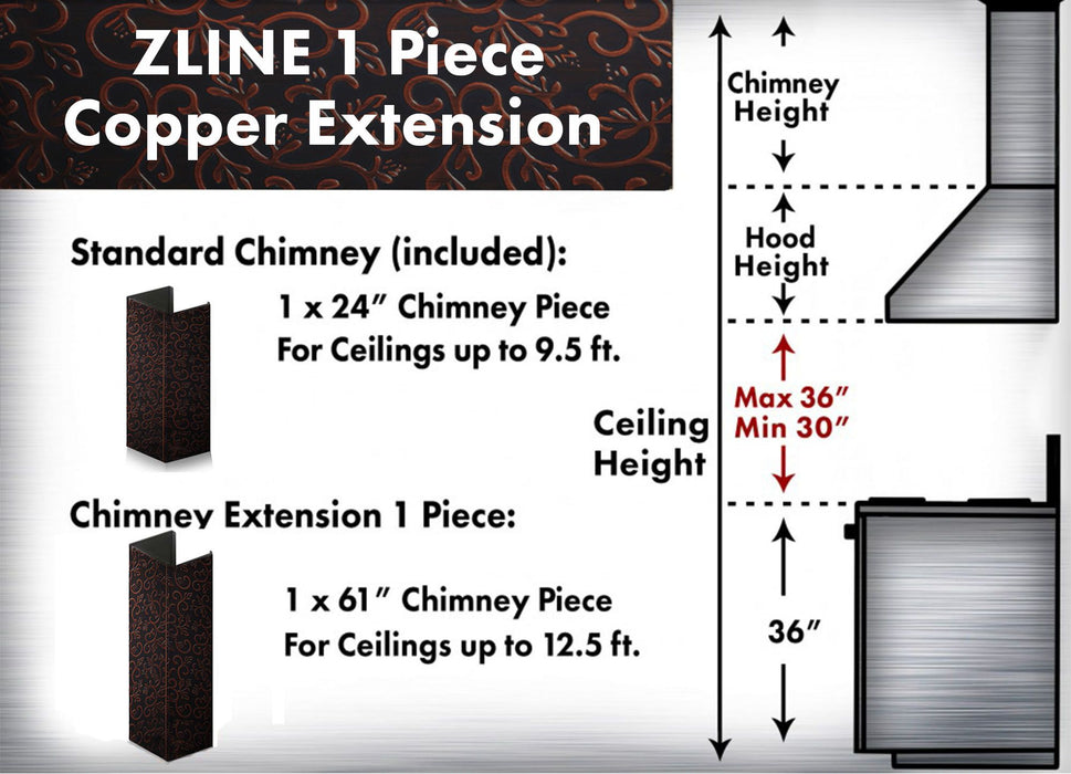 ZLINE 61 in.  Extended Chimney and Crown (8KBF-E)