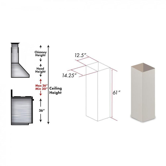 ZLINE 61 in. Wooden Chimney Extension for Ceilings up to 12.5 ft. (KBiTT-E)