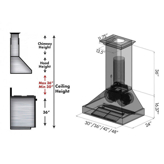 ZLINE Designer Series Wall Mount Range Hood in Copper with Size Options (655-EBXXX)